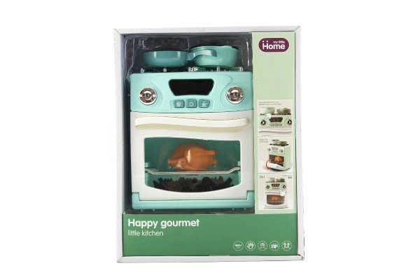 Teddies Kuchyňský sporák plast s doplňky na baterie se světlem se zvukem v krabici 22x28x11,5cm 18m+