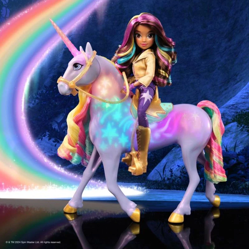 Spin Master UNICORN ACADEMY SVĚTELNÝ JEDNOROŽEC WILDSTAR S PANENKOU SOPHIA 24cm