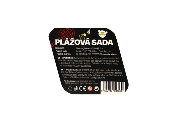 Teddies Plážová sada pálky 2ks kov/plast 27x54cm s míčkem s košíčkem barevné v síťce