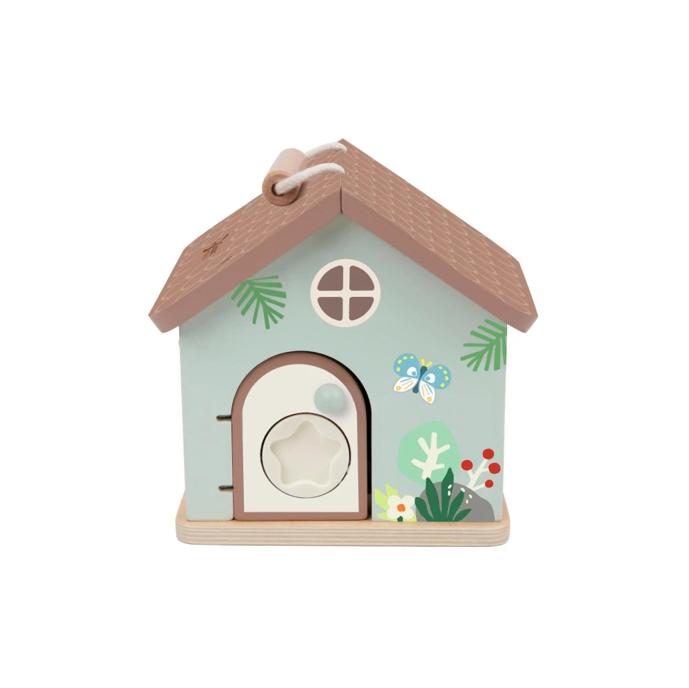 Teddies Skládanka/vkládačka dům dřevo 11ks 16x15x14cm 18m+