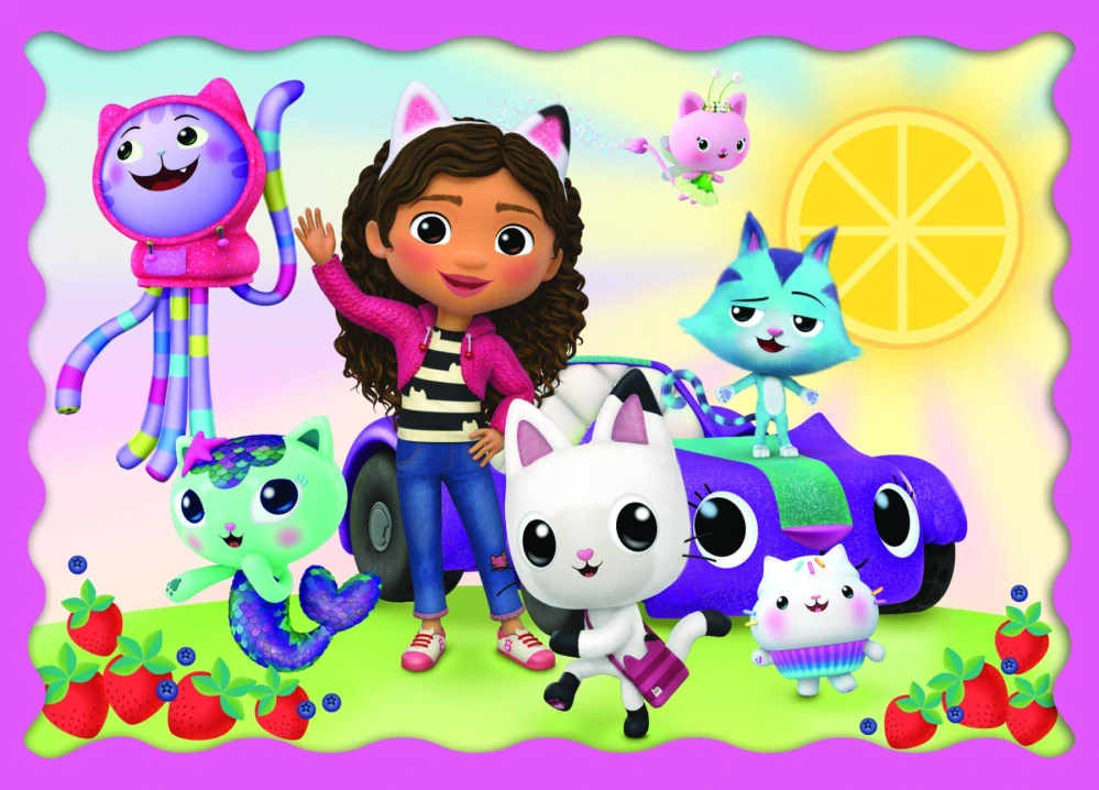 Trefl Puzzle 4v1 Gabbyina dobrodružství/Gabby´s Dollhouse 28,5x20,5cm v krabici 28x28x6cm