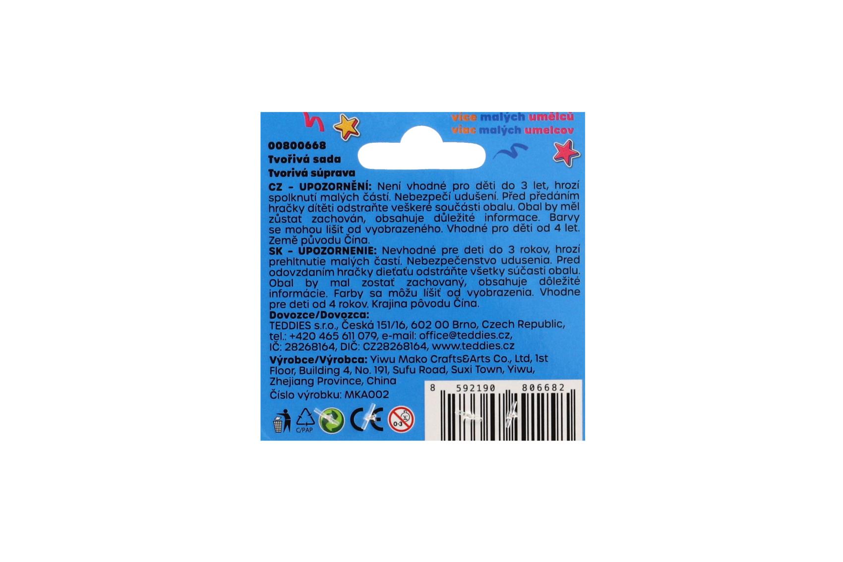 Teddies Tvořivá sada created 5 druhů v sáčku 8x38cm