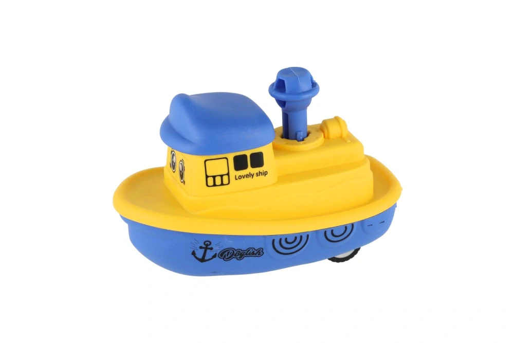 Teddies Loď/Lodička Zmáčkni a jeď plast 5x10cm na setrvačník 4 barvy assort