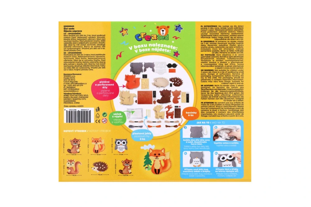 Teddies Ušij si lesní svět zvířátka kreativní sada created v krabici 25x21cm