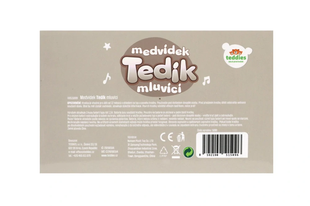 Medvěd Tedík česky mluvící plyš 22x25cm na baterie v krabici 12m+