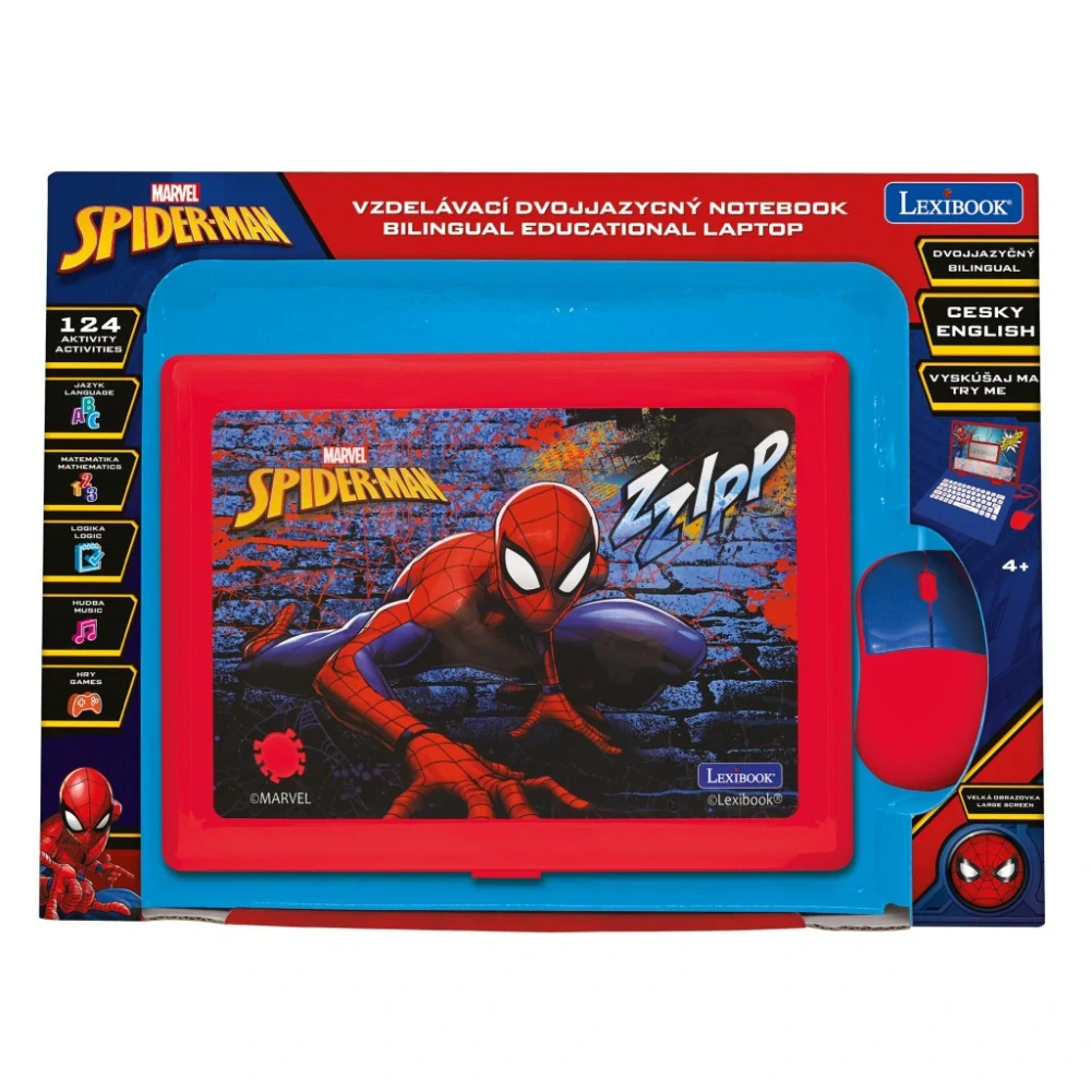 Lexibook česko-anglický vzdělávací notebook Spiderman 124 aktivit