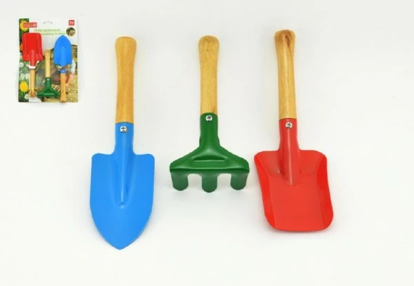 Zahradní nářadí dřevo/kov 3 ks na kartě