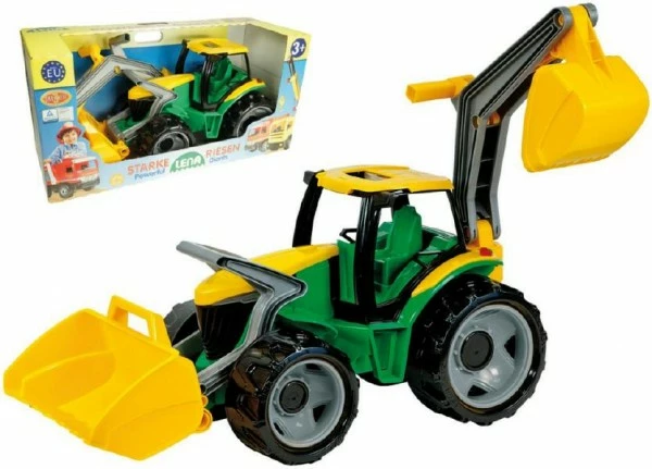 Lena Traktor se lžící a bagrem plast zeleno-žlutý 65 cm