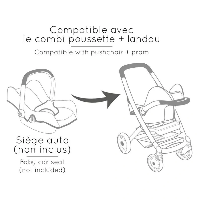 Smoby Kombinovaný kočárek Maxi Cosi pro panenky světle růžový