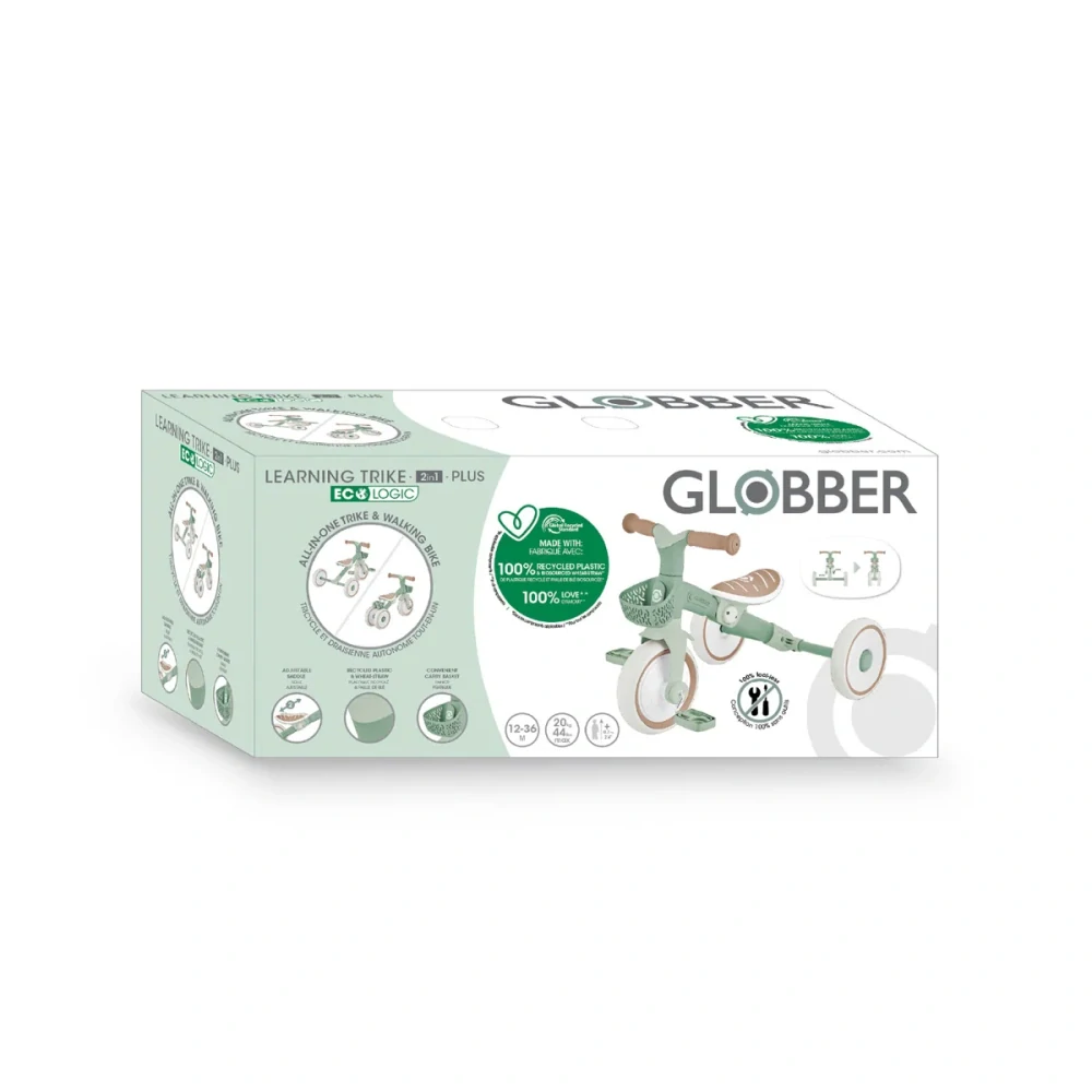 Globber Tříkolka LEARNING TRIKE 2v1 PLUS ECOLOGIC, pistachio