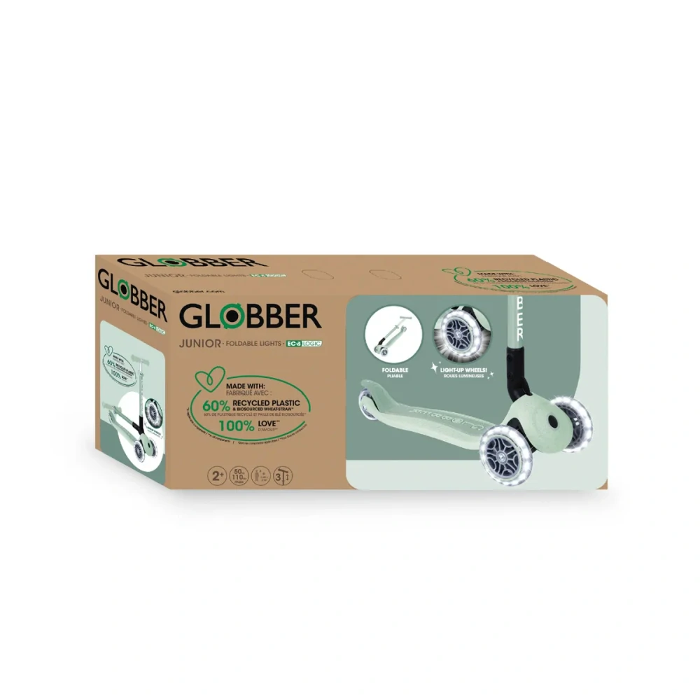 Globber Koloběžka JUNIOR FOLDABLE LIGHTS ECOLOGIC, pistachio