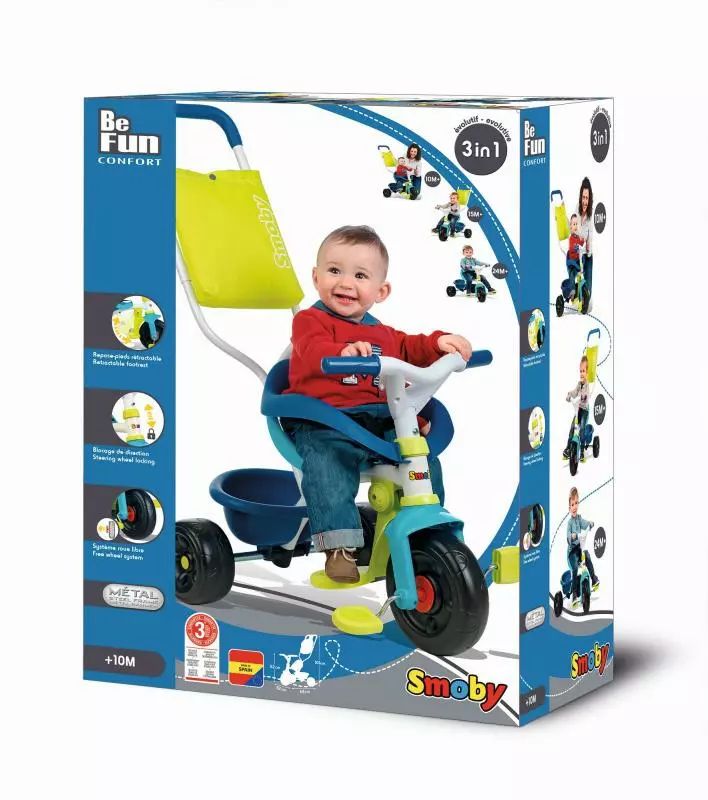 Smoby Tříkolka Be Fun Confort modrá