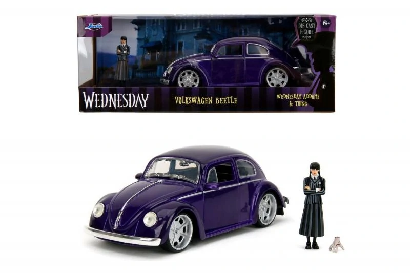 Jada Wednesday auto 1972 VW Beetle 1:24 a figurka Wednesday