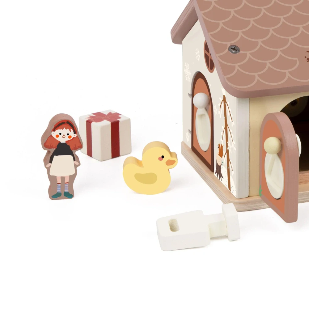 Teddies Skládanka/vkládačka dům dřevo 11ks 16x15x14cm 18m+