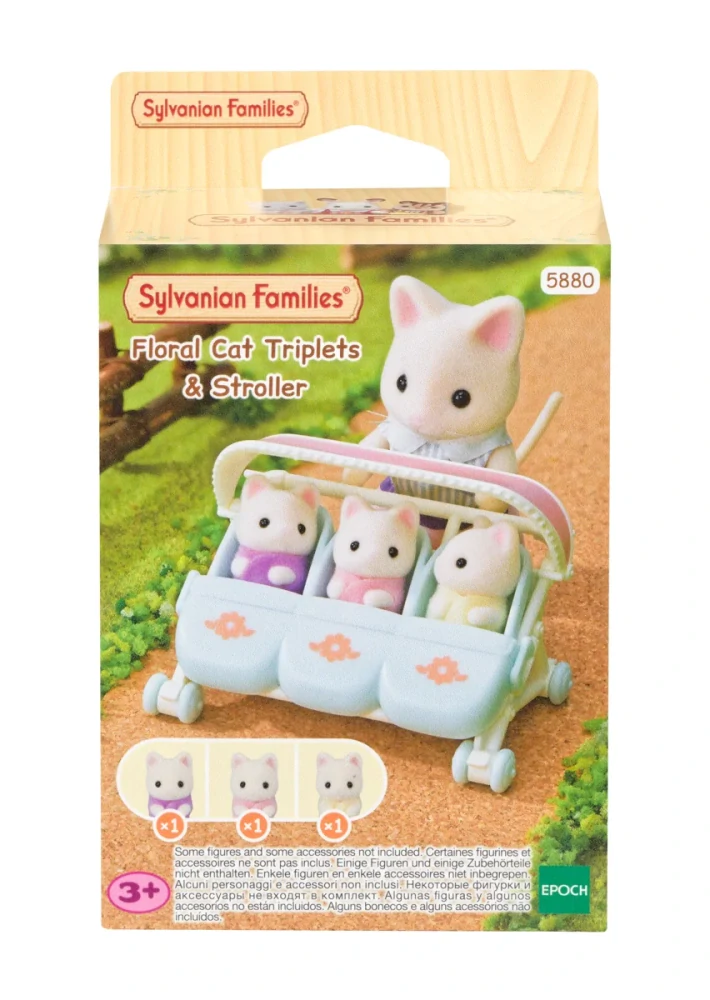 Sylvanian Families Květinová kočičí trojčata s kočárkem