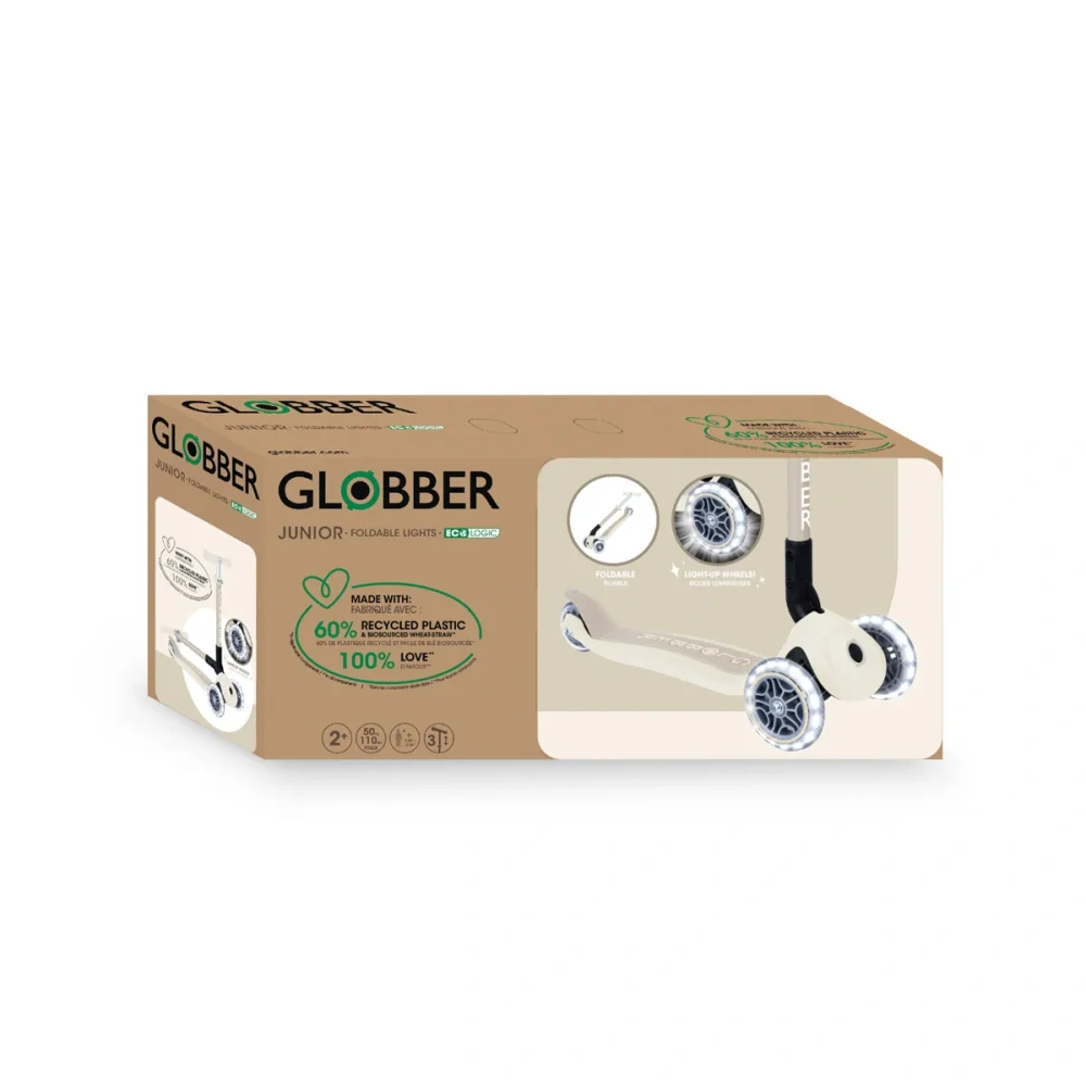Globber Koloběžka JUNIOR FOLDABLE LIGHTS ECOLOGIC,coconut