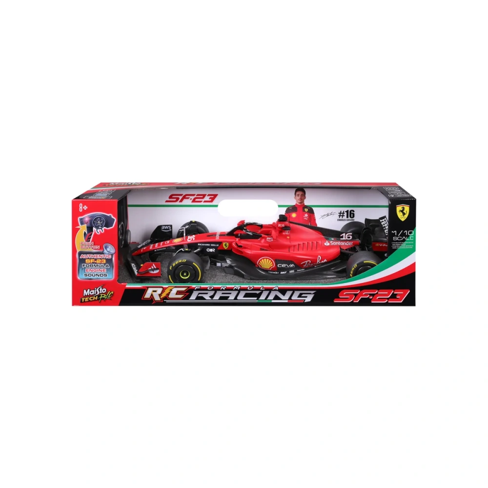 Maisto RC - 1:10 RC FORMULE RACING FERRARI SF-23 (16 Charles Leclerc) se zvuky, XTR, 2,4 GHz, USB